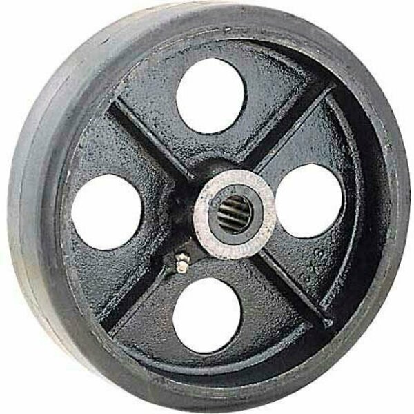 Global Industrial 8in x 2in Mold-On Rubber Wheel, Axle Size 1/2in 748613A